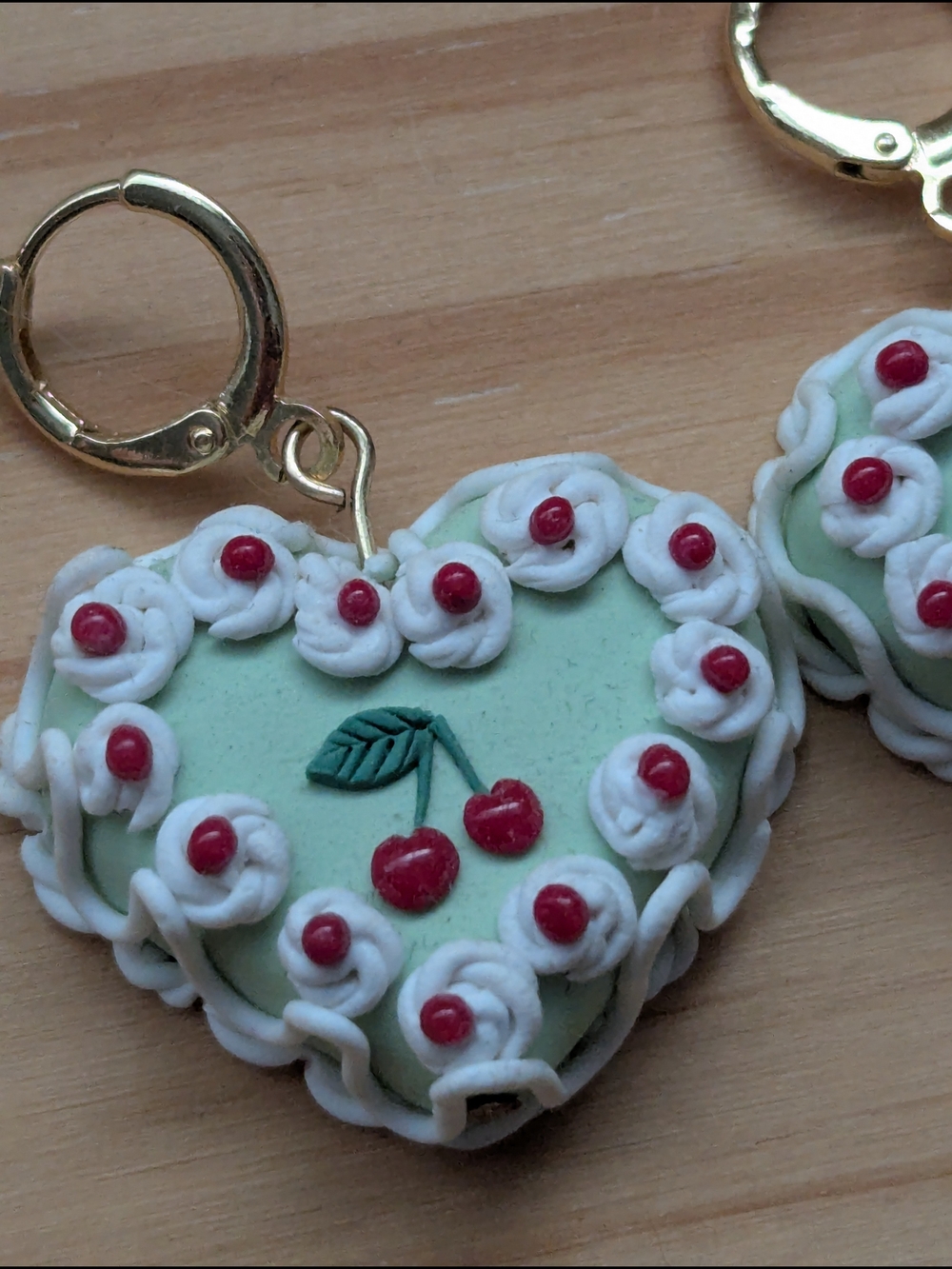 Clay Earrings Cherry Cake